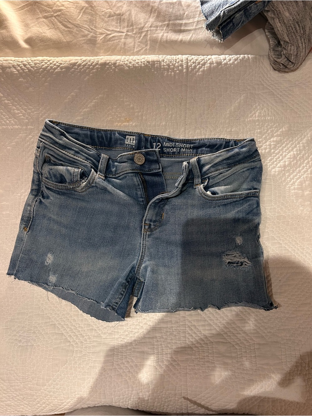 GAP Women's Light Blue Distressed Denim Shorts